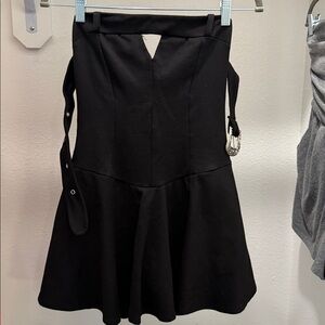 Solid Black Dress Cutout Belt Buckle Top Sleeveless